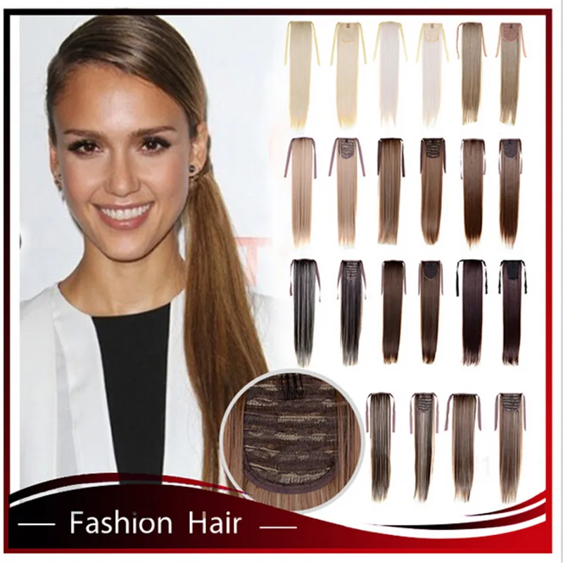 Hairpiece 22inch 55cm 100g/pc Braid Straight Clips in Ponytail False Hair Extension Synthetic Ponytail Hair Extensions Heat Pad
