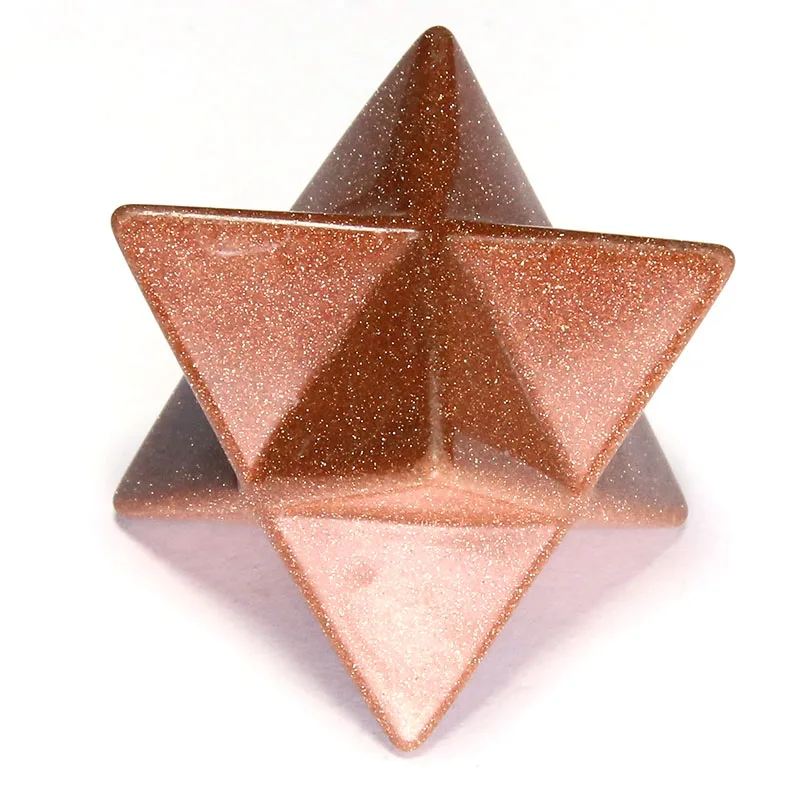 

Brown Gold Sand Stone Quartz Merkaba Carved Hexagram Six-pointed Star Pendulum Handmade Meditation Healing Home Ornament
