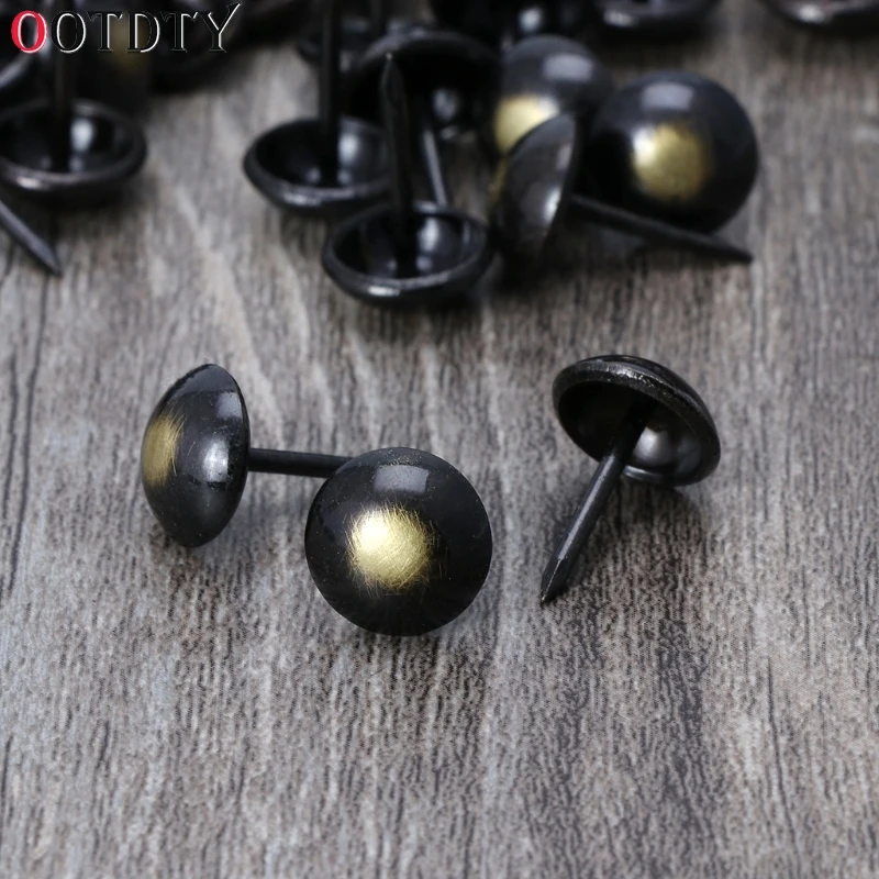 100pcs Antique Brass Upholstery Nails Furniture Tacks Pushpins Hardware Decor