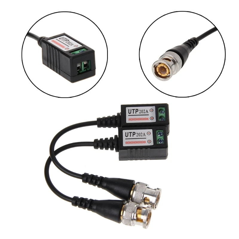 1 Pair 1CH Passive UTP Video Balun Twisted Transceiver BNC For Cat5 CCTV Camera