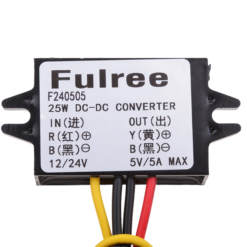 

DC Volt Converter 8-36V 12V/24V Step Down to 5V 5A/25W Car LED Power Supply Waterproof