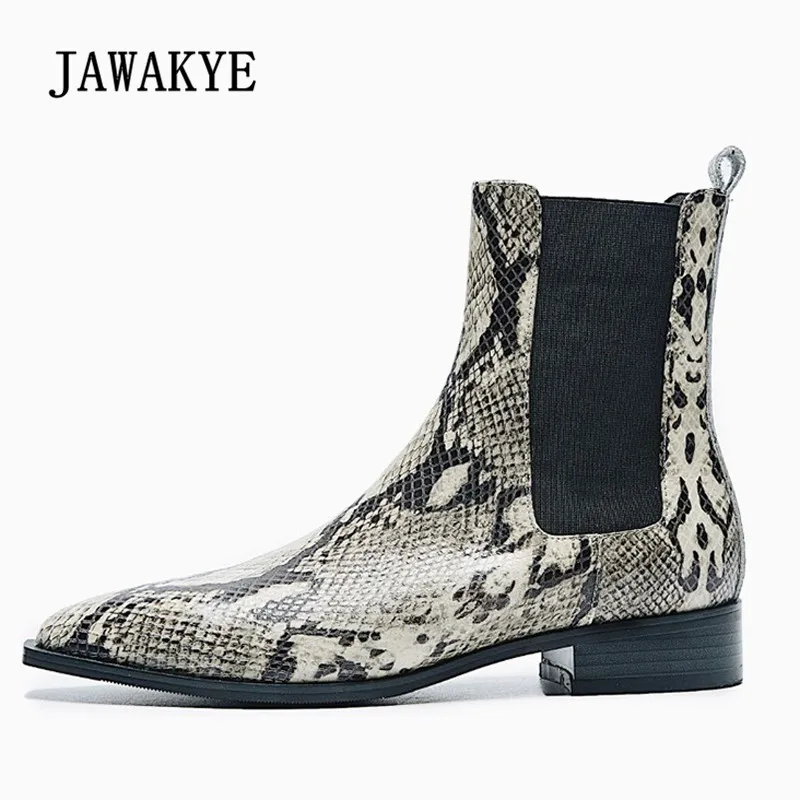 flat snakeskin ankle boots