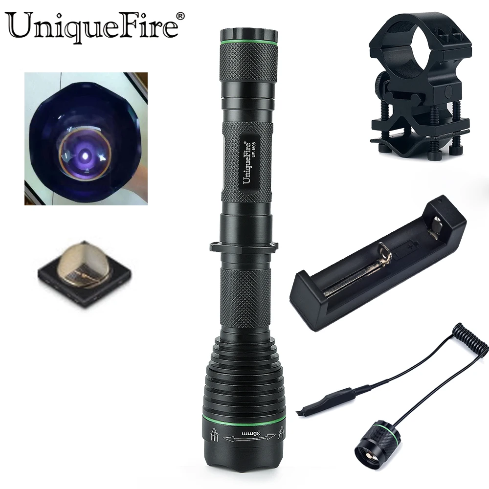 UniqueFire 1508 38mm IR 940NM 3 Modes Night Vision Flashlight To Hunt Zoom Infrared Lamp Torch