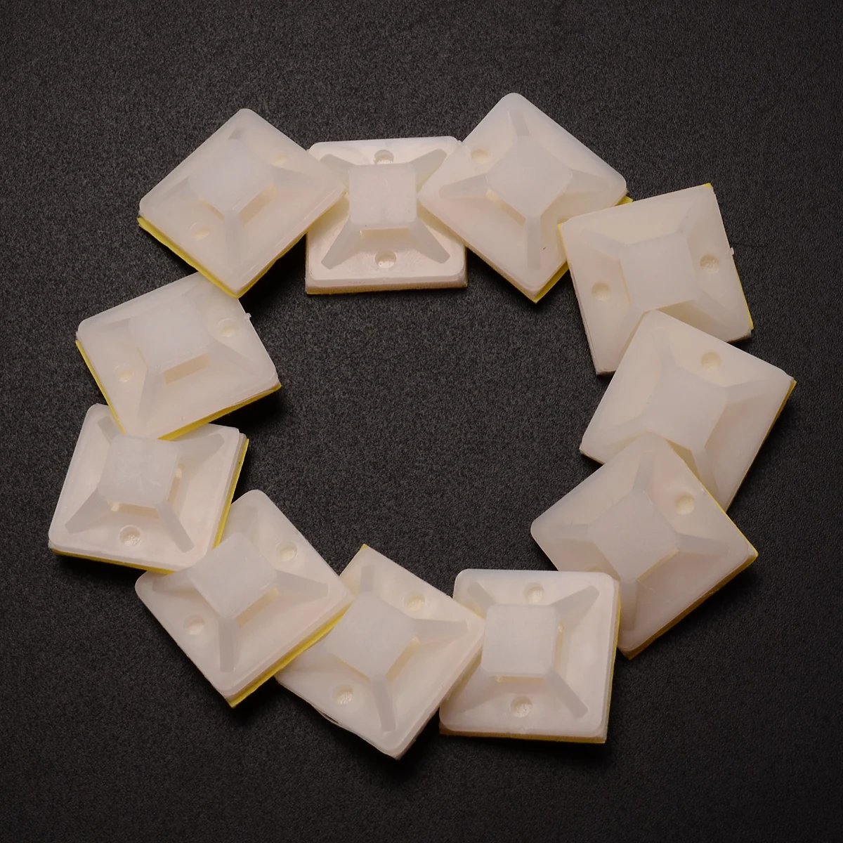 100 PCS/BAG Cable Tie Base Mounts Clamps Clip White Self Adhesive Tape Cable Wire Zip Tie Mounts Bases Wall Holder