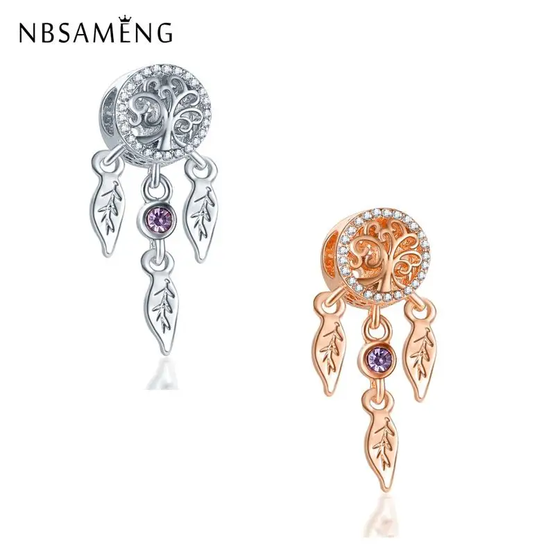 

New Silver Plated Charm Bead Dream Catching Pendent Crystal Charms Fit Pandora Bracelets Bangles DIY Women Jewelry 2019