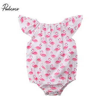 

New Infant Baby Girls Summer Sweet Bodysuit Cartoon Red Birds Print Jumpsuit Clothes Sleeveless Fashion Cotton Bodysuit 0-24M