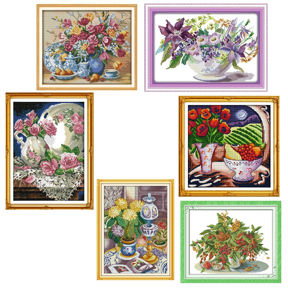 

Joy Sunday,vase,cross stitch embroidery set,printing cloth embroidery kit,needlework, embroidery kitChinese cross stitch kit
