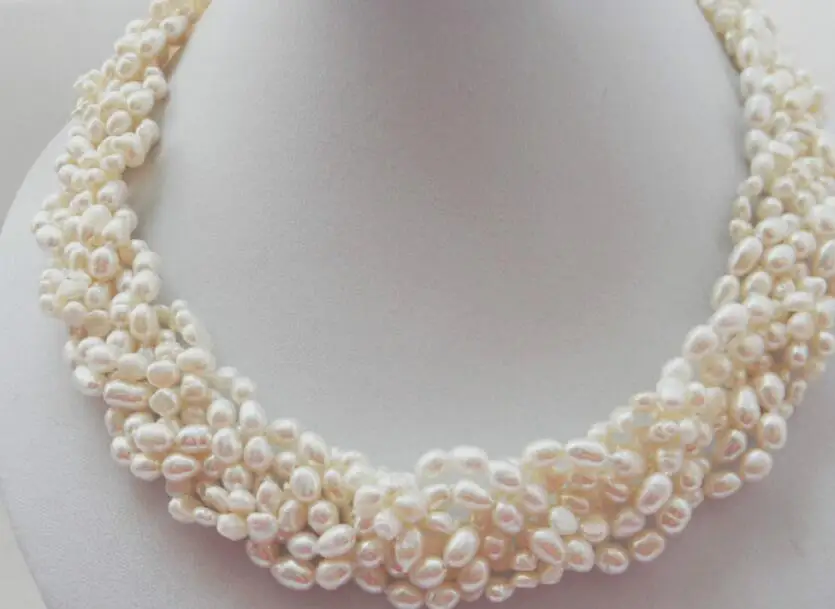 

FREE SHIPPING>@@> 0602 White Rice Baroque Freshwater Pearl Necklace