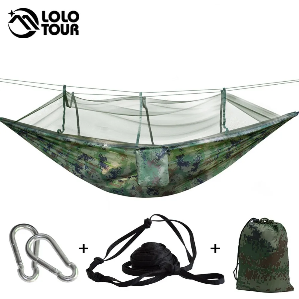 Outdoor Survival Army Netted Hammock Hanging 1 2 Person Secure Hamak