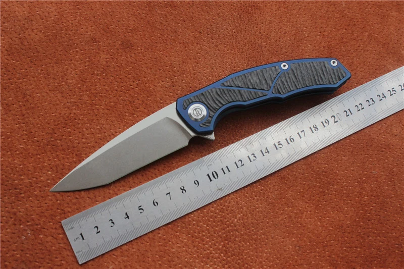 Высококачественный складной нож Maxace Halictus Синий/Серый Ti/CF (Stonewash) материал лезвия: