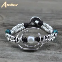 Anslow Kreative Design Mode Schmuck Beste Verkauf Handmade DIY Charme Wrap Leder Armband Für Elegante Frauen Geschenk LOW0712LB