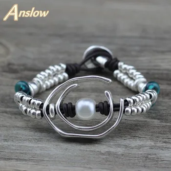 

Anslow Creative Design Fashion Jewelry Best Selling Handmade DIY Charm Wrap Leather Bracelet For Elegant Women Gift LOW0712LB