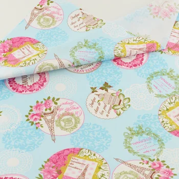 

Blue Rose Tower Cotton Fabric Patchwork Quilting Sewing Cloth Crafts Bedding Decoration Teramila Fabrics Tissue Home Textile