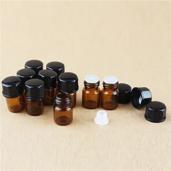

Hot 10pieces 1ml small glass jar amber deceleration with hole and cap1 / 4 delam vial essence