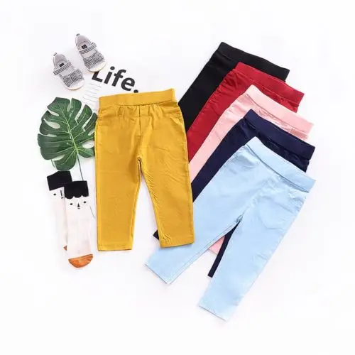 Детские эластичные штаны для маленьких мальчиков и девочек, 5 цветов, брюки, широкие слаксы, модные детские штаны