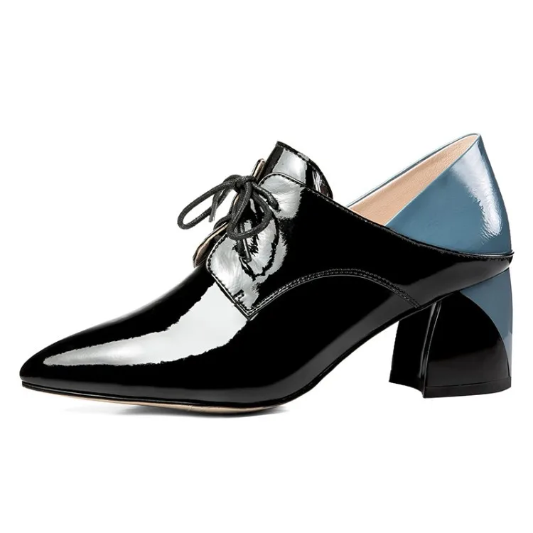 

Spring 2019 New Fashion Single Shoes With Rough High Heels Euro-european Genuine Leather High-quality Women's Shoes
