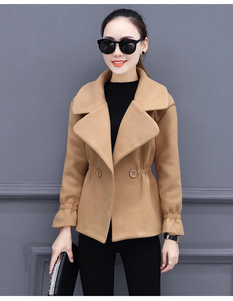 Женские короткие пальто для офиса, зимнее пальто с воротником-стойкой, шерстяное пальто и куртка, тонкие женские пальто
