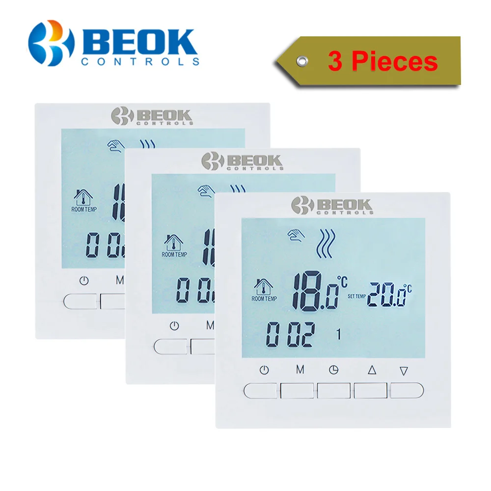 

Beok 3 Pieces BOT-313W Programmble Gas Boiler Thermostat 220V Electrical Thermoregulator LCD Screen Temperature Controller