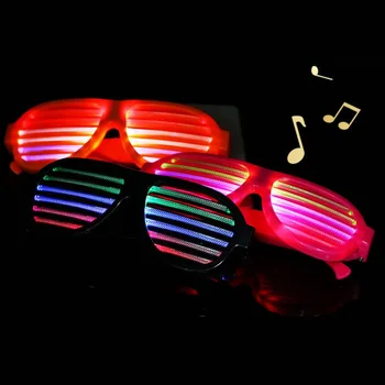 

2019 NEW USB Rechargeable LED Flashing Glasses Sound & Music Activated Light up Shutter Shaded Eyeglasses for All Ages TOP