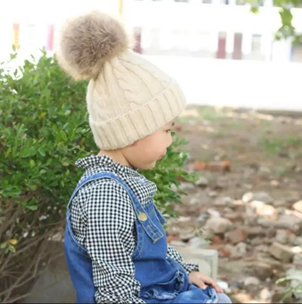 OZyc/Милая зимняя вязаная шапочка для мамы, женщин, малышей, детей, шапки для мальчиков и девочек, шерстяные Меховые помпоны, помпоны, шапочки