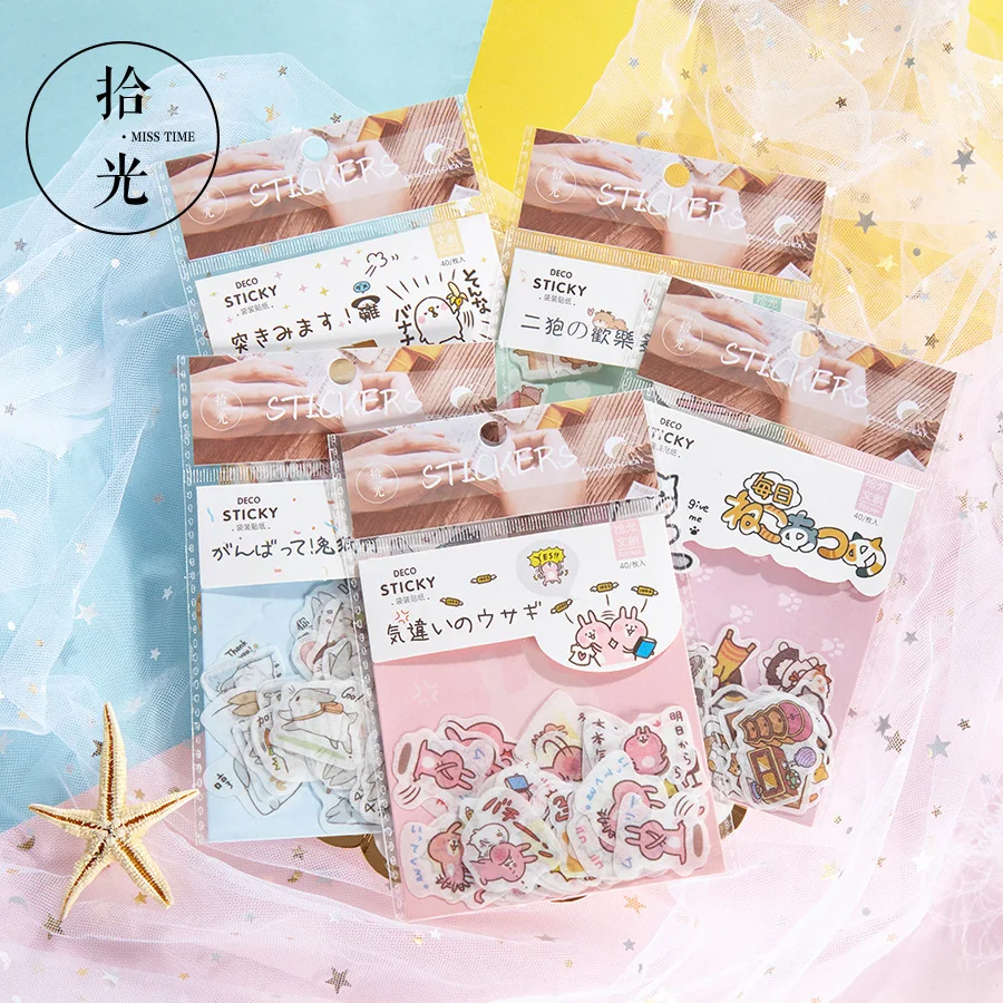 

Mohamm Stationery Rabbit Journal Japanese Travel Paper Cute Stickers Scrapbooking for Planner Mini Small Sticker