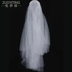 Zuoyiting с обруч для волос фату два Слои покрывал длина крючком Аппликация Белый/слоновая кость свадебная фата Accessories26