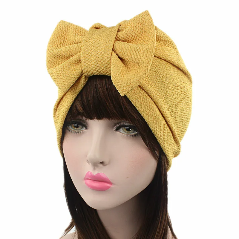 Europe and America Popular Hair Accessories Bowknot Women Turban Hats Cotton India Hat Turban Hats Muslim Inner Hijabs Hats