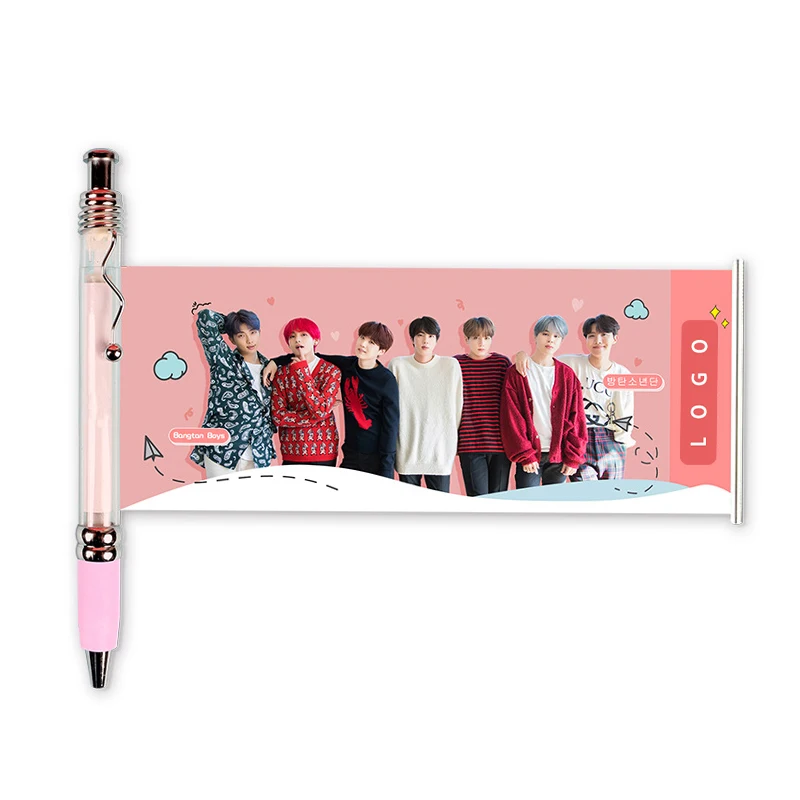 

New 2019 Kpop Black Ink Gel Pull Pen Love Yourself V JungKook Ballpoint Pen 0.5mm Action Toy Figures Stationery Gifts Collection