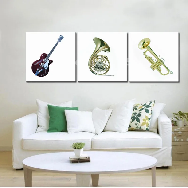 3 Pcs Modern Music Instrument Pictures Print On Canvas Still Life Spray Printings Wall Art Home Decor Unframed | Дом и сад