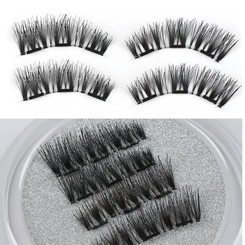 

1 Set 100% Human Hair Triple Magnetic False Eyelashes Thick Natural Makeup Glue-free Magnet Eye Lashes Extension Make up Tools
