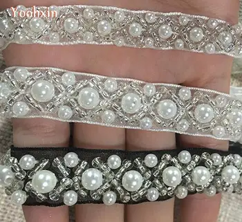 

1.5CM Wide HOT DIY Pearl Embroidery Sewing flower Lace fabric Applique collar Ribbon 3D Trim fringe tassel guipure Dress supply
