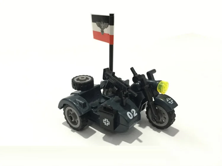

MOC German three wheeled motorcycle building blocks dolls military weapons city Bricks building Block mini figures original toys