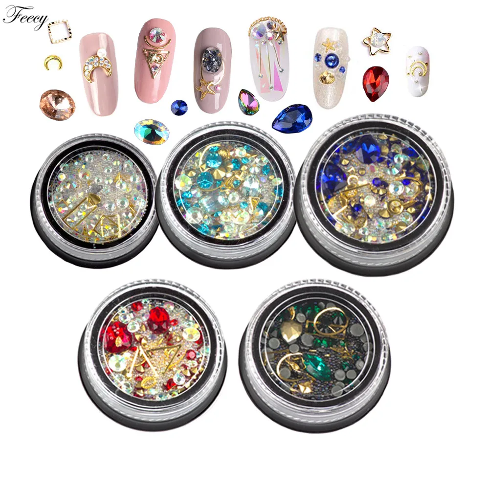 

Colorful Mixed 3D Rhinestones For Nails Diamonds Crystals Beads Gems Glitter Nail Art Decorations Accessories DIY Nail Stones