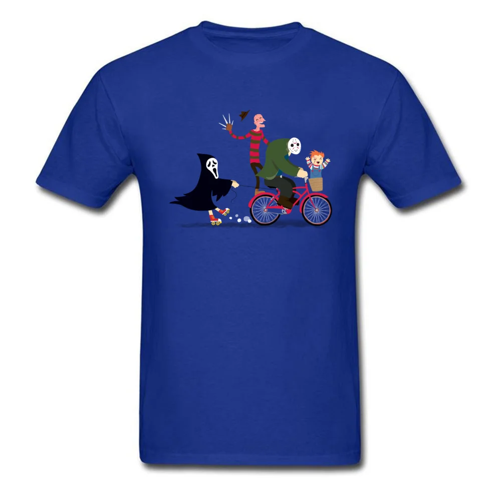 Hot Sale Horror Night Off Fashionable Top T-shirts Crewneck 100% Cotton Fabric Men Tops Shirt Tops T Shirt Thanksgiving Day Horror Night Off blue