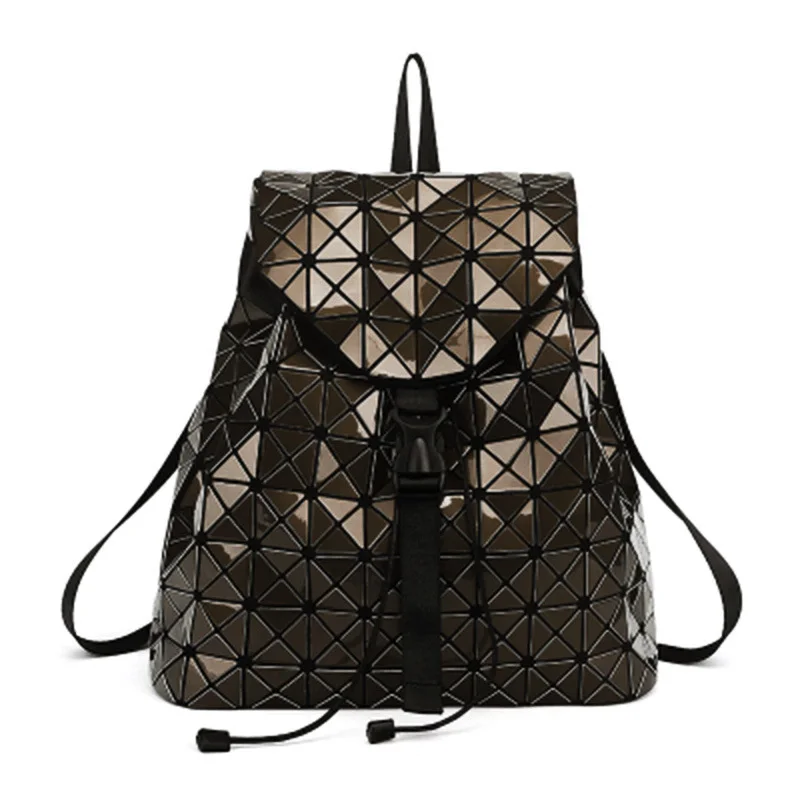 WSYUTUO,, геометрический Алмазный складной модный рюкзак на плечо, сумка на плечо, школьные сумки, голограмма, женский рюкзак - Цвет: Коричневый