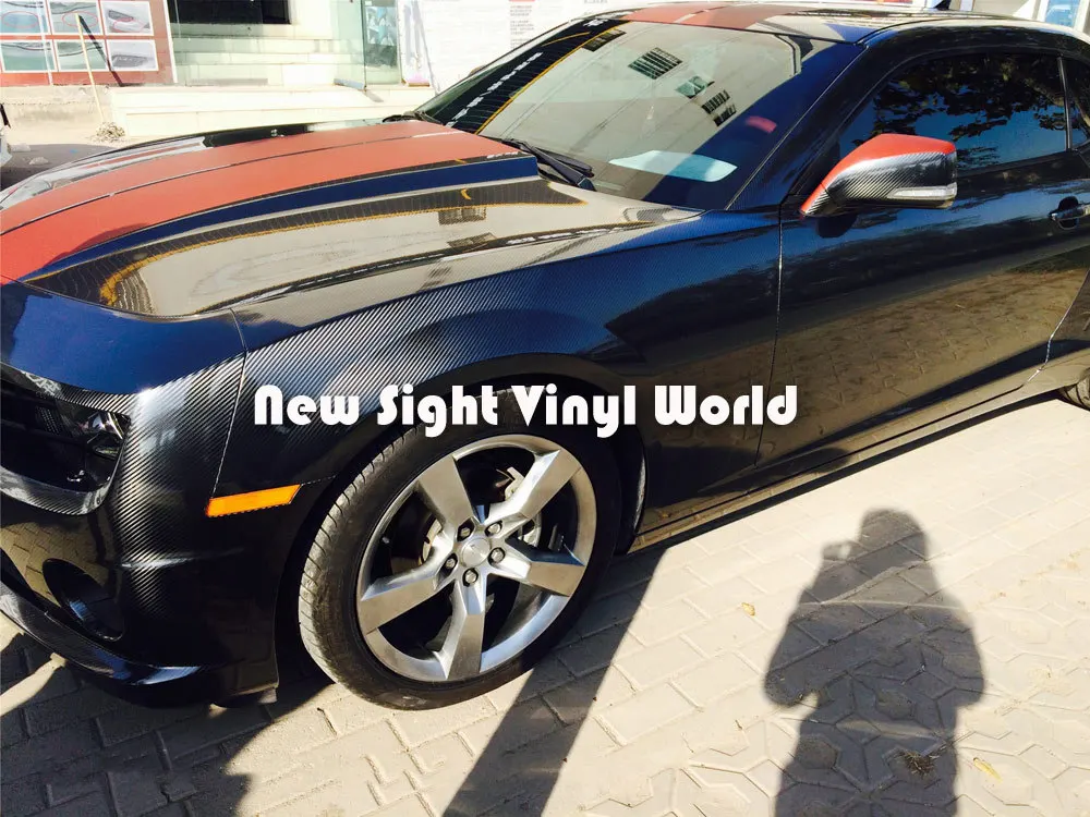 Premium Super Shiny Black 5D Carbon Fiber Film Sheet Car Wrap Air Free