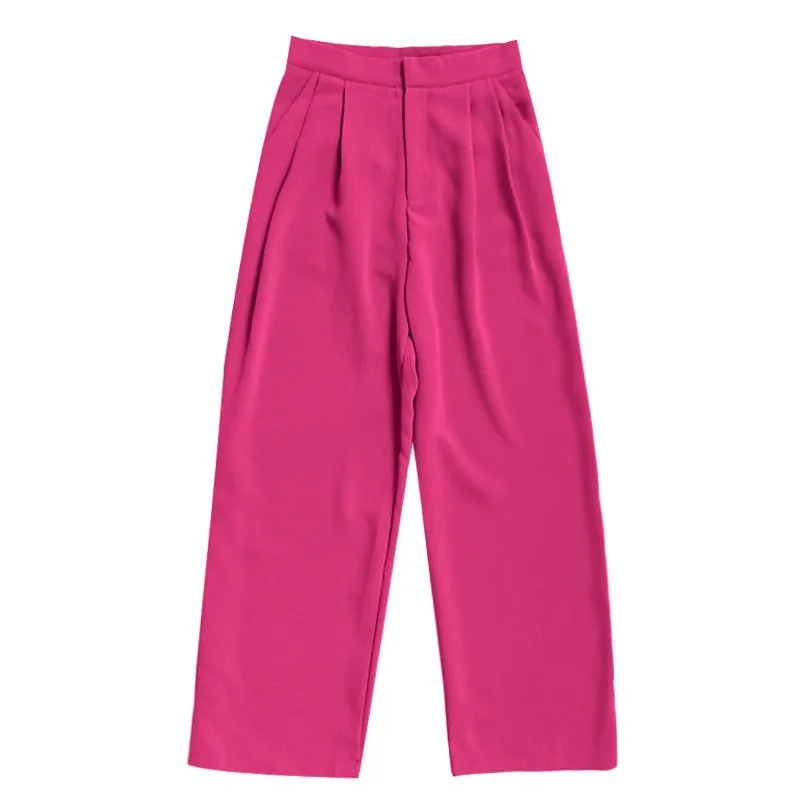 CHICEVER весенние женские брюки с высокой талией Свободные повседневные плотные брюки для женщин широкие брюки модные элегантные брюки - Цвет: Rose Pants