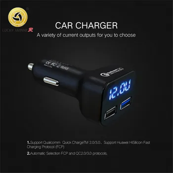 新車 Usb 充電器急速充電 3.0 電圧表示携帯電話の充電器 2 USB 急速充電器は、 iphone 、サムスン充電器