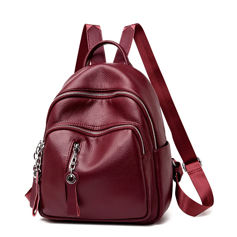 

2019 Women Leather Backpacks Casual Female Shoulder Bag Sac a Dos Travel Ladies Zipper Bagpack Mochilas School Bags For Girls