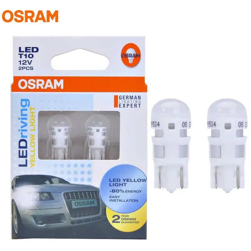 

OSRAM T10 2880YE WY5W 12V 1W YELLOW LED LEDriving Standard Car Side Marker Lamps Turn Signal Light 2,000h Lifetime Free Shipping