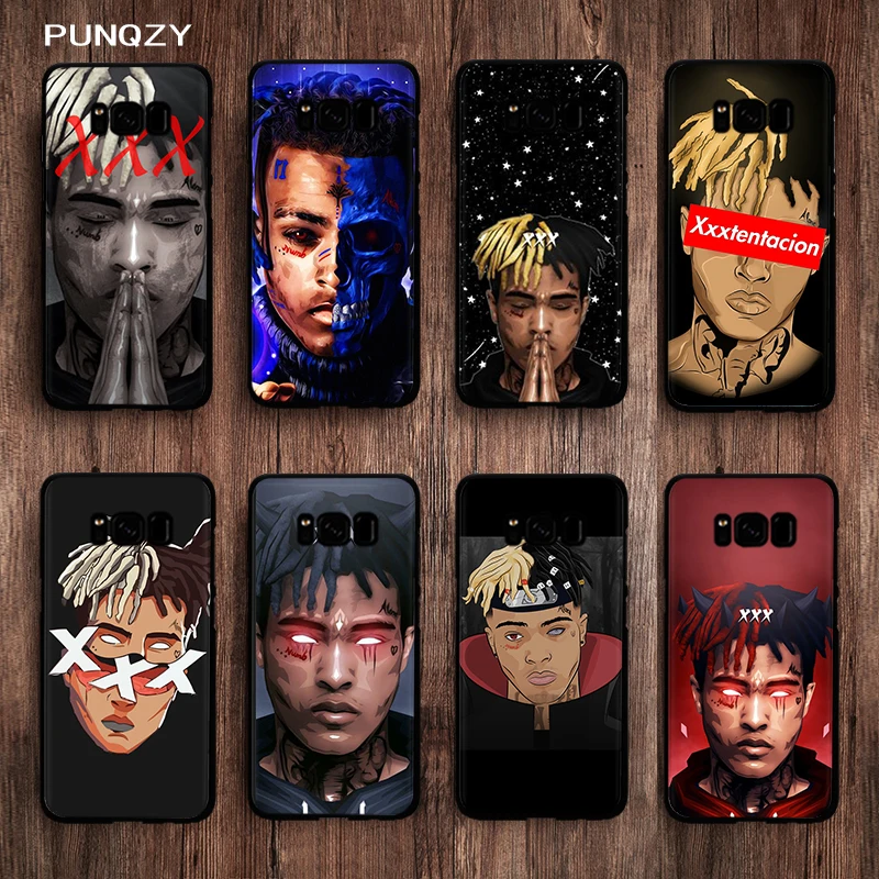 

PUNQZY Black Shell Cover Case For samsung galaxy S9 S9 PLUS s7 edge S8 S8 PLUS Matte Soft TPU Patterned XXX TentaCion Vintage