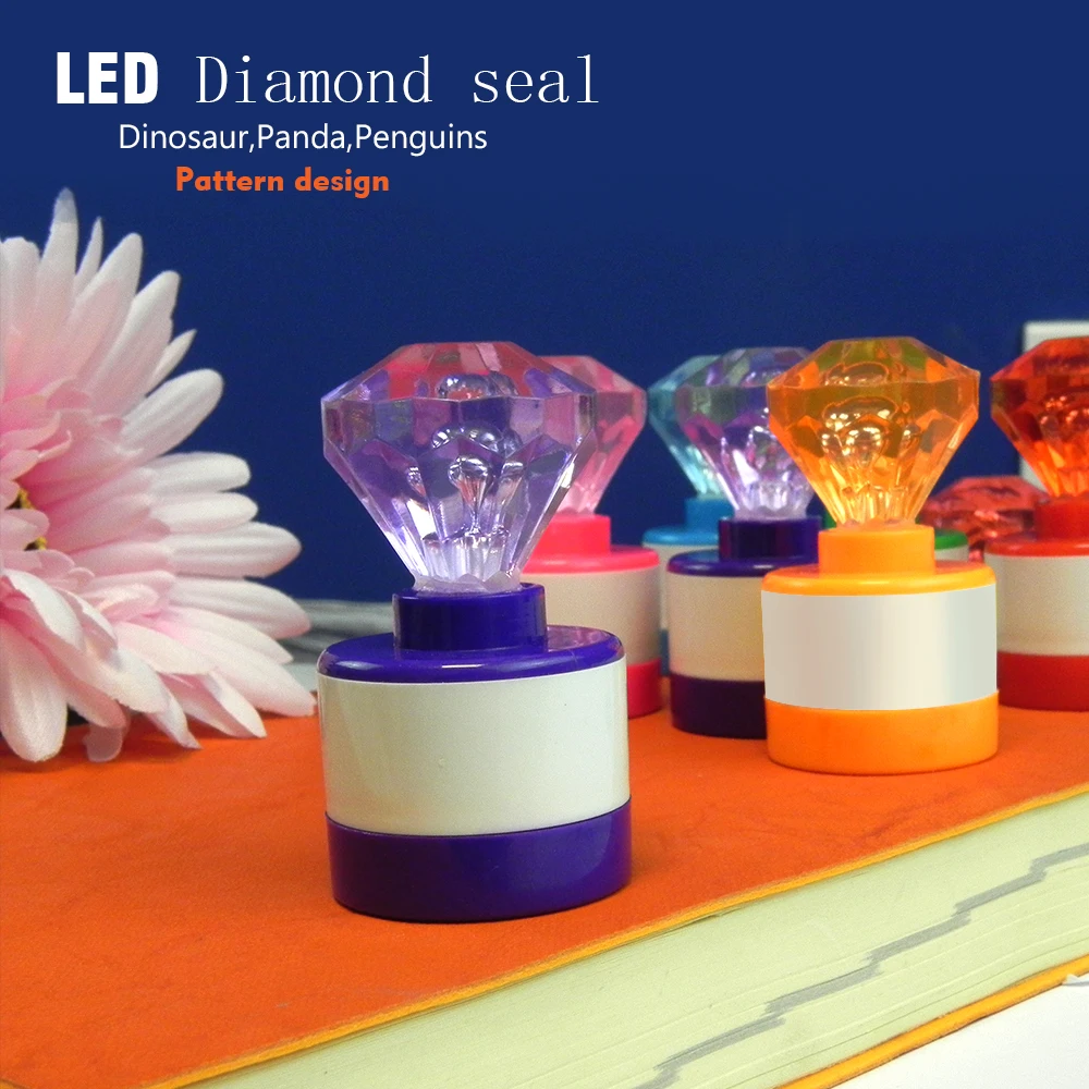 6pcs Diamond head luminous Stamp children diy Handmade Stamp Scrapbook Photo Album Diary Decora teacher seal