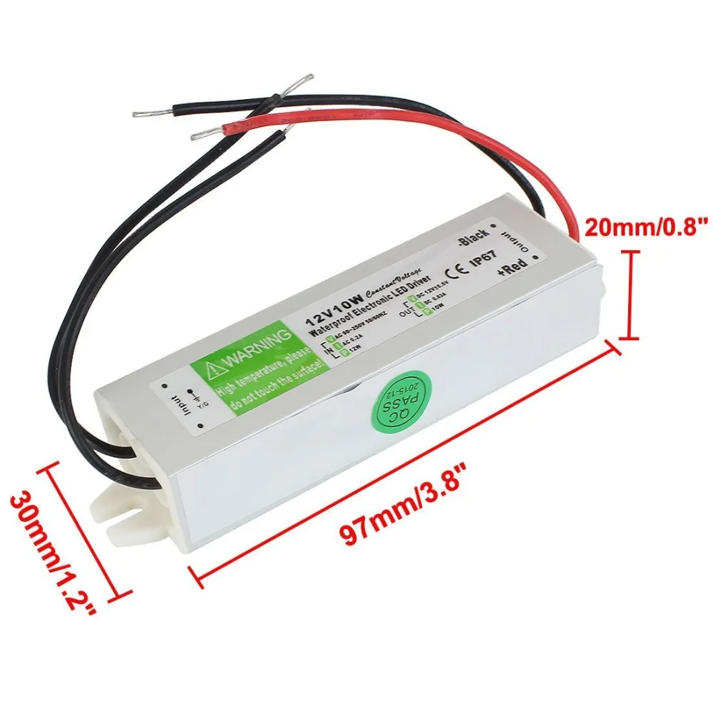 5pcs10W AC к DC12V водонепроницаемый IP67 Электронный Драйвер Открытый блок питания