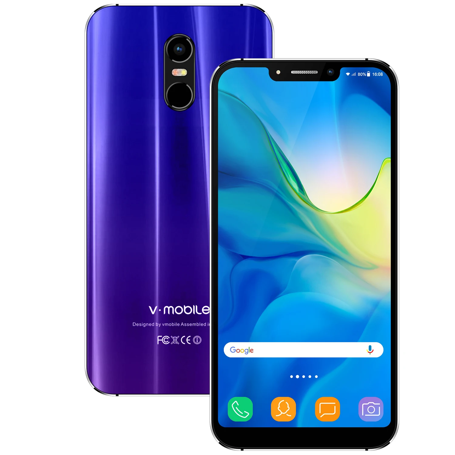 TEENO VMobile 5s мобильный телефон Android 7,0 5,85 "19: 9 HD экран 3 ГБ + 32 ГБ 12 МП камера 4500 мАч отпечаток пальца 4G мобильный смартфон