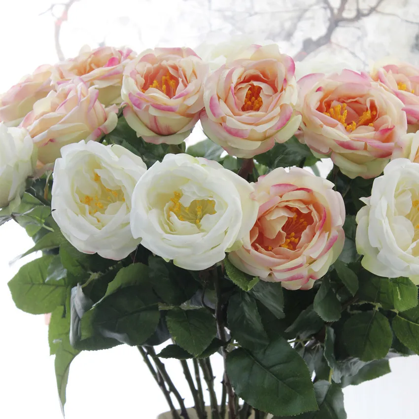 artificial peonies silk peonies rose flower wedding bouquet fake flower head  (11)
