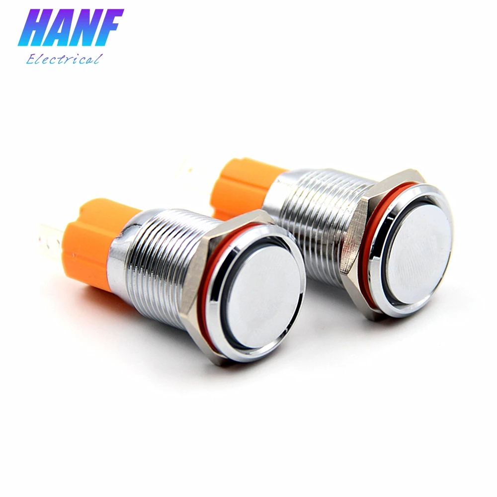 

1pcs 16mm 10A/250V Stainless Steel Metal Push Button Switch Momentary Flat Head 2 pin Power