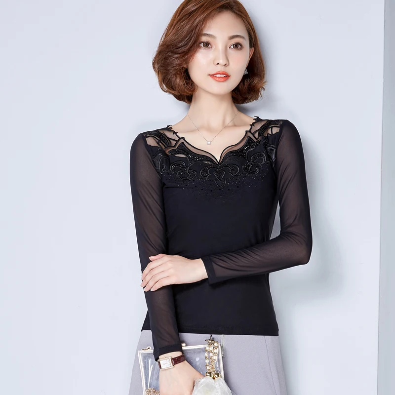 Blusa negra de chifón de talla grande para mujer, Blusa de manga larga para mujer, blusas para mujer, blusas femeninas, ropa para mujer 2018 Blusa negra de chifón de talla grande para mujer, Blusa de manga larga para mujer, blusas para mujer, blusas femeninas, ropa para mujer 2018