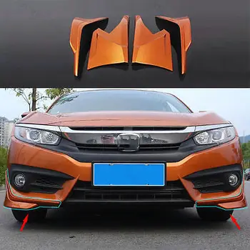 

4x Orange FIT For Honda Civic 16+ Front & Rear Lips Bumper Diffuser Guard Cover
