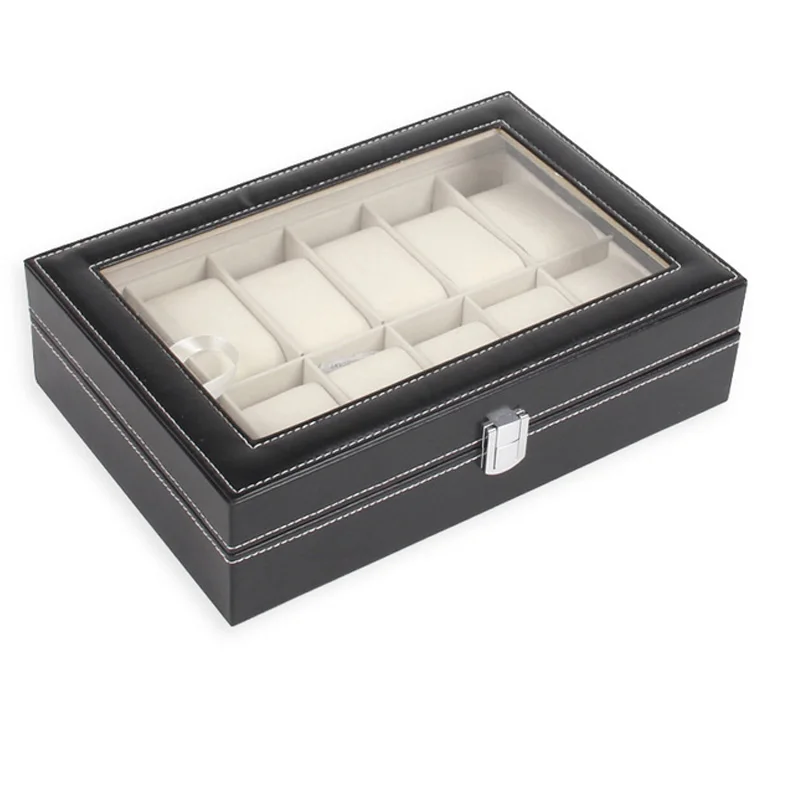 Good Quality 12 Grid Leather Watch Box Display Case Box Jewelry