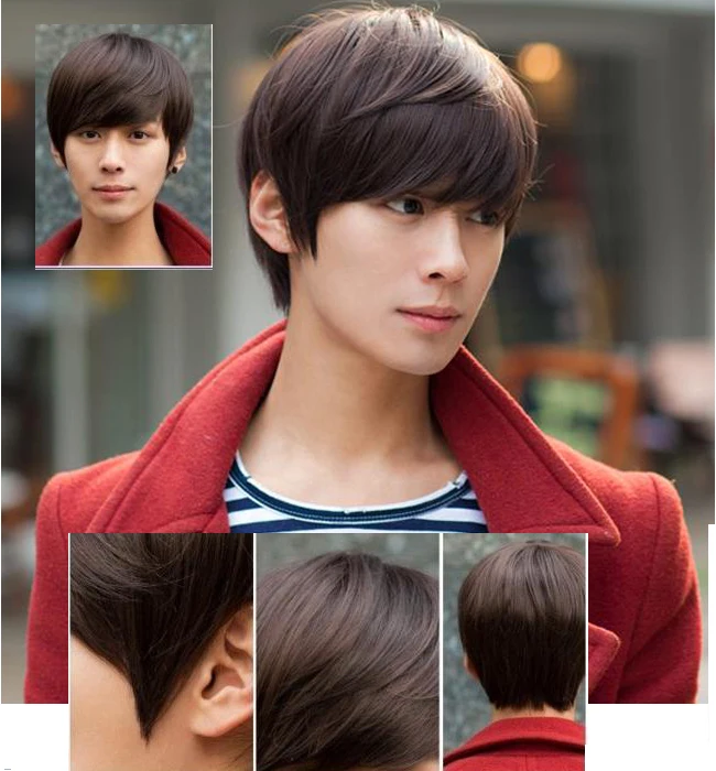 Handsome Mens Korean Style Short Full Wigs Cosplay Party Fiber Hair Wig